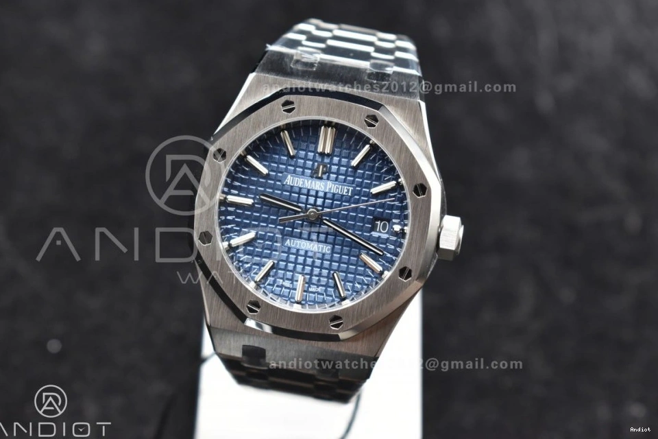 ZF Royal 1:1 Blue SS Oak 15450 37mm SS Bracelet Super SA3120 on Clone Textured Best Edition Dial 1204